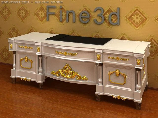 antique08028desk 3D Model .c4d .max .obj .3ds .fbx .stl .blend 