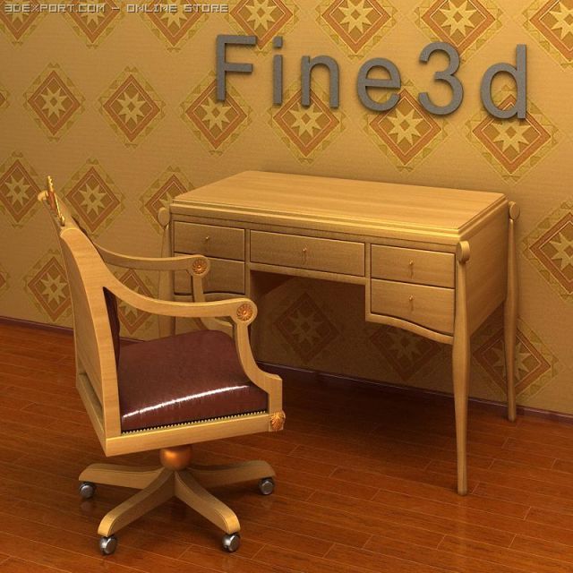 antique08031desk Model 3D .c4d .max .obj .3ds .fbx .stl .blend 