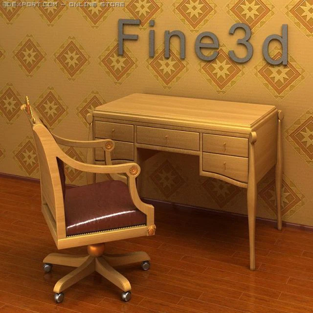 antique08031desk 3D Model .c4d .max .obj .3ds .fbx .stl .blend 