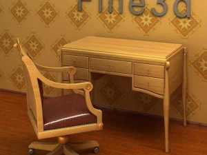 アンティーク08031デスク 3Dモデル