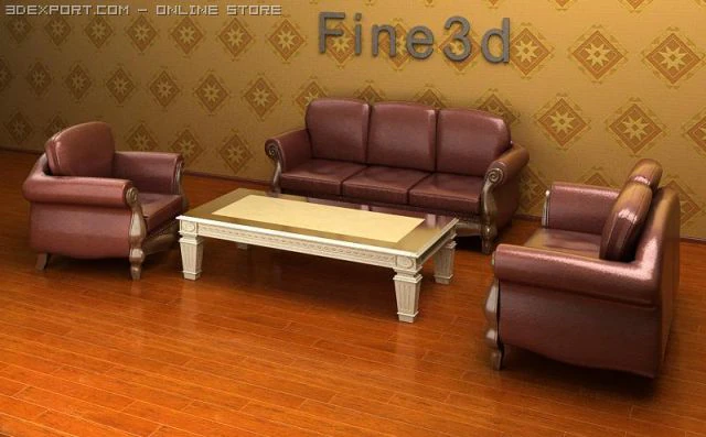 antique08032sofa combinatio 3D Model .c4d .max .obj .3ds .fbx .stl .blend
