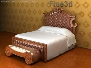 골동품08033침대 3D 모델