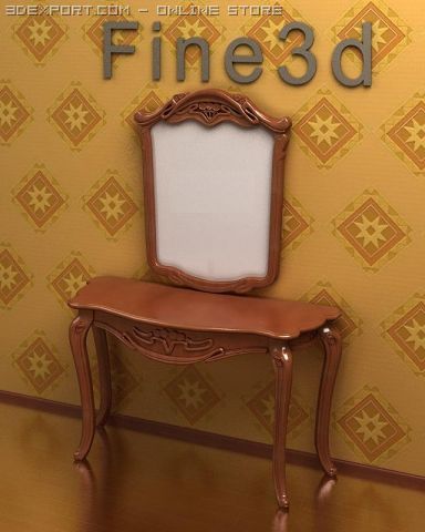 antique090107makeup desk 3D 模型 .c4d .max .obj .3ds .fbx .stl .blend 