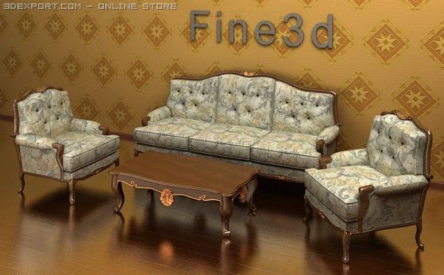 antique08037sofa combination 3D Model .c4d .max .obj .3ds .fbx .stl .blend 