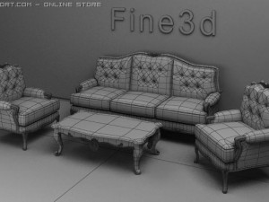 antique08037sofa combination Modèle 3D