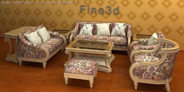 antique08sofa combinat058 3D Model .c4d .max .obj .3ds .fbx .stl .blend 