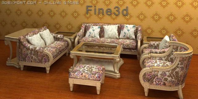 antique08sofa combinat058 3D Model .c4d .max .obj .3ds .fbx .stl .blend 