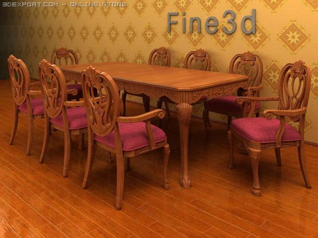 antique08table050 3D Model .c4d .max .obj .3ds .fbx .stl .blend 