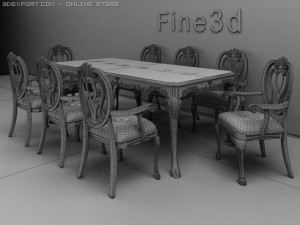 antique08table050 Modèle 3D