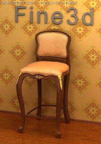 antique08bar chair 3D Model .c4d .max .obj .3ds .fbx .stl .blend 