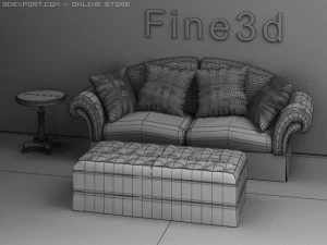 antique09om03sofa combinati 3D Model
