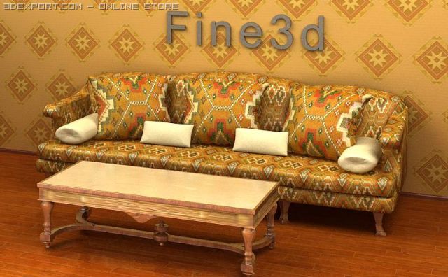 antique09omsofa combination 3D Modell .c4d .max .obj .3ds .fbx .stl .blend