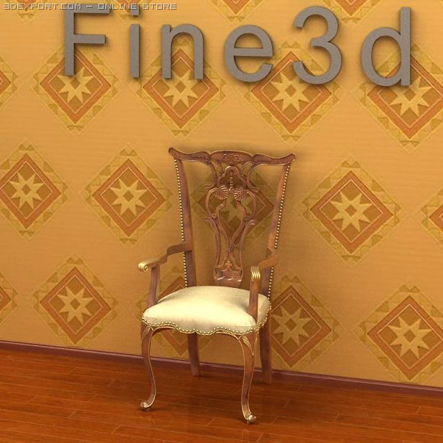 antique08chair0101 3D Model .c4d .max .obj .3ds .fbx .stl .blend 