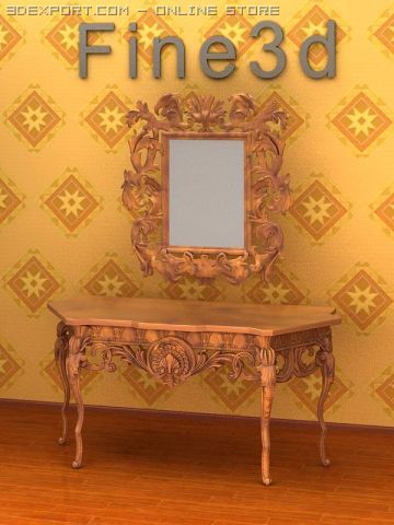 antique08makeup desk089 3D मॉडल .c4d .max .obj .3ds .fbx .stl .blend 