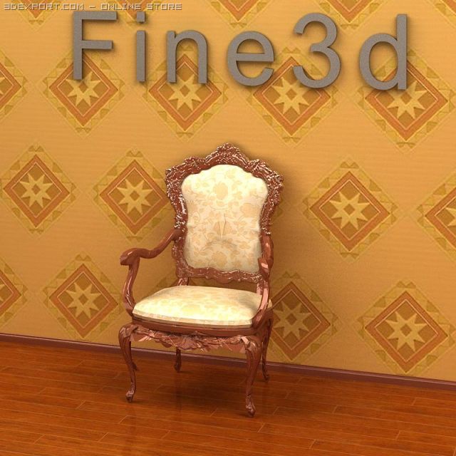 antique09omchair011a 3D Model .c4d .max .obj .3ds .fbx .stl .blend 