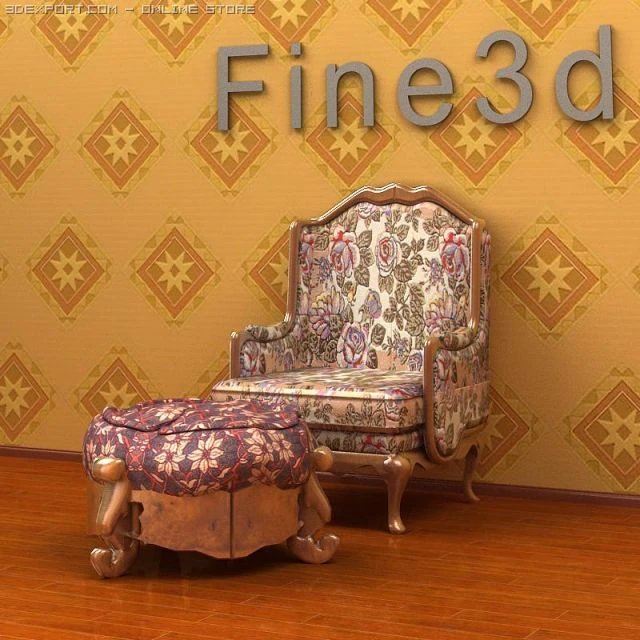 antique09omsofa012 3D Model .c4d .max .obj .3ds .fbx .stl .blend