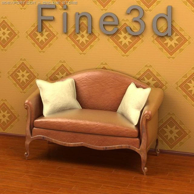 antique09sofa093c 3D Model .c4d .max .obj .3ds .fbx .stl .blend 