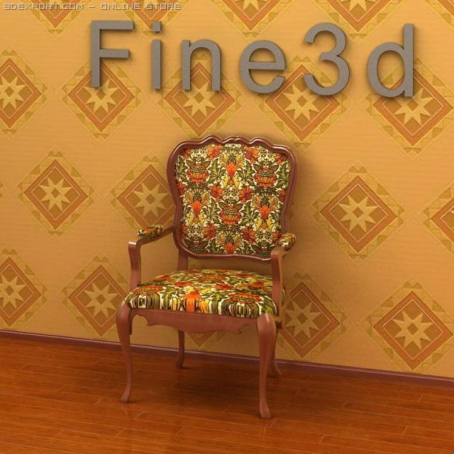 antique09omchair022 3D Model .c4d .max .obj .3ds .fbx .stl .blend 