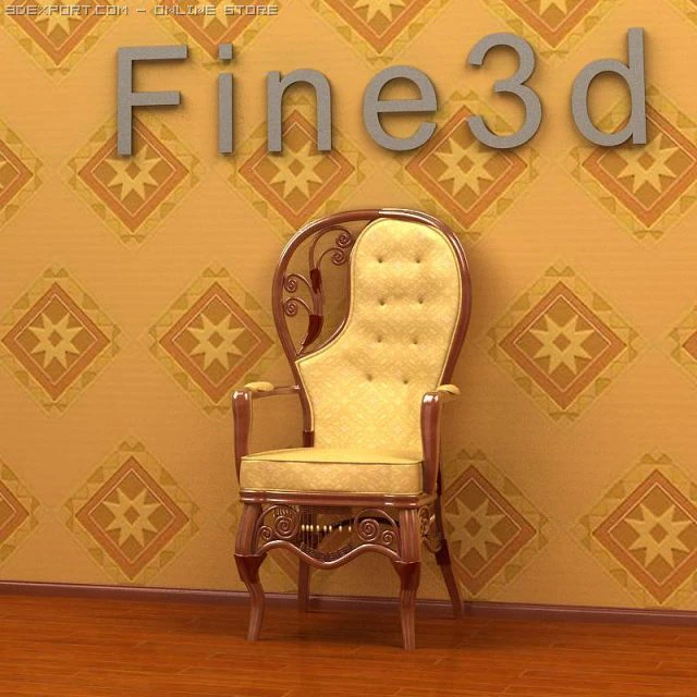 antique02chair0a12 3D Model .c4d .max .obj .3ds .fbx .stl .blend