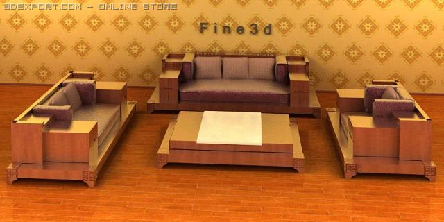 antique04combination sofa007 3D Model .c4d .max .obj .3ds .fbx .stl .blend 