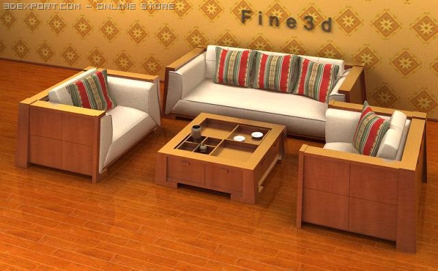 antique04combination sofa008 3D 模型 .c4d .max .obj .3ds .fbx .stl .blend