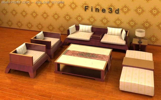 antique04combination sofa010 3D Model .c4d .max .obj .3ds .fbx .stl .blend 