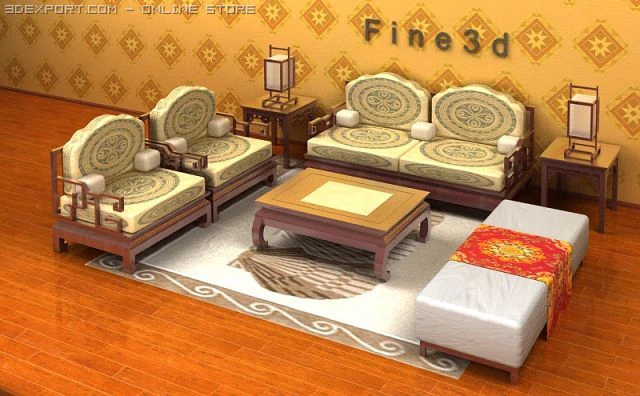 antique04combination sofa019 3D Model .c4d .max .obj .3ds .fbx .stl .blend
