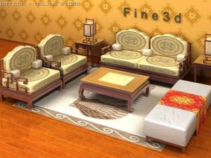 антикварний04комбінований диван019 3D Модель