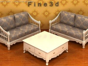04комбінований диван021 3D Модель