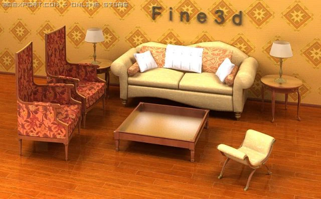 04combination sofa023 3D Model .c4d .max .obj .3ds .fbx .stl .blend 