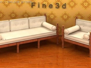 04комбінований диван026 3D Модель
