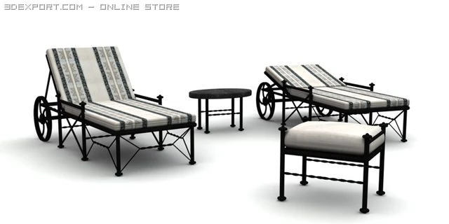 sunlounger 01 3D Model .c4d .max .obj .3ds .fbx .stl .blend 
