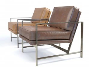 cadeira com estrutura metálica West Elm Modelo 3D