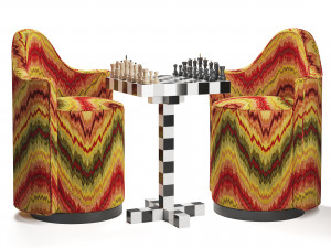 Chess Chair - Table Set 3D Model