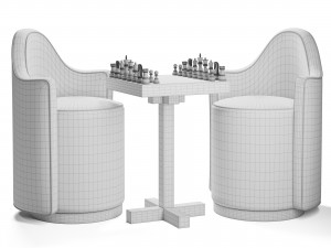 Chess Chair - Table Set Modelo 3D