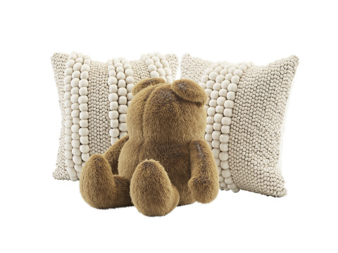 Children Plush Teddy Bear and Pillows Set 3D 模型