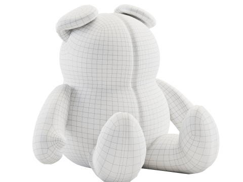 Children Plush Teddy Bear and Pillows Set Model 3D