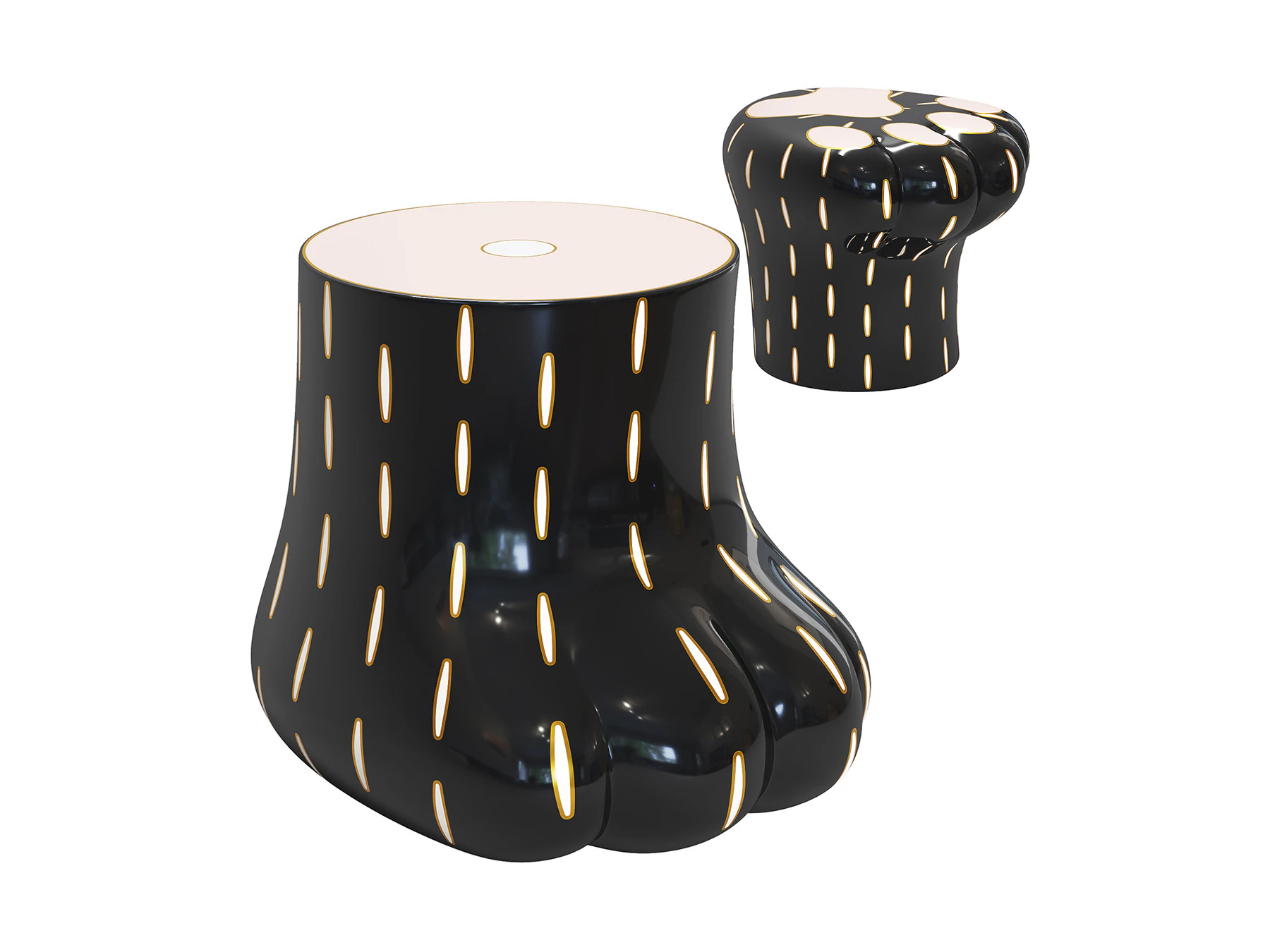 Paw Stool Side Table 3D Model .c4d .max .obj .3ds .fbx .stl .blend 