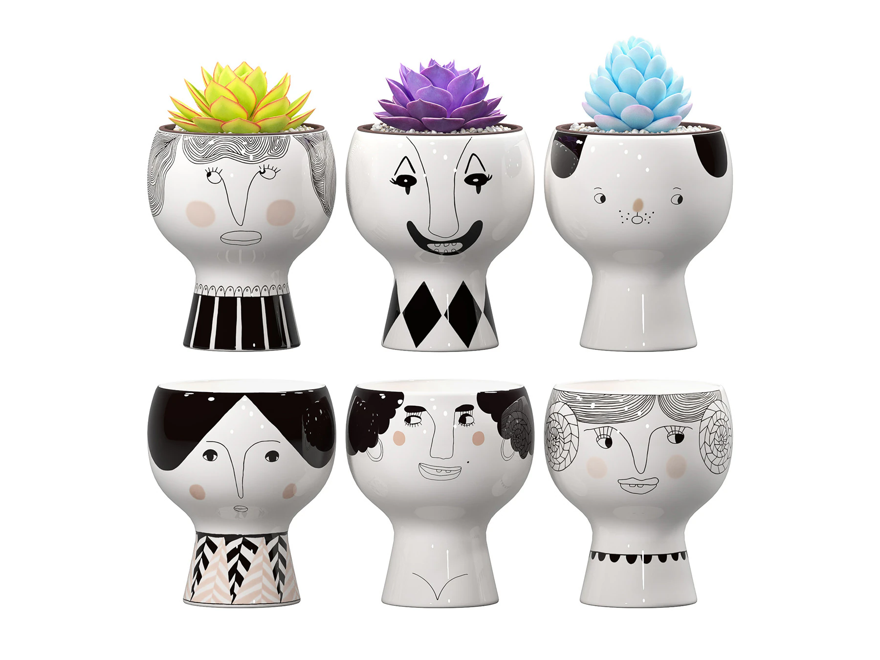 Happy Pots 2 3D Model .c4d .max .obj .3ds .fbx .stl .blend 