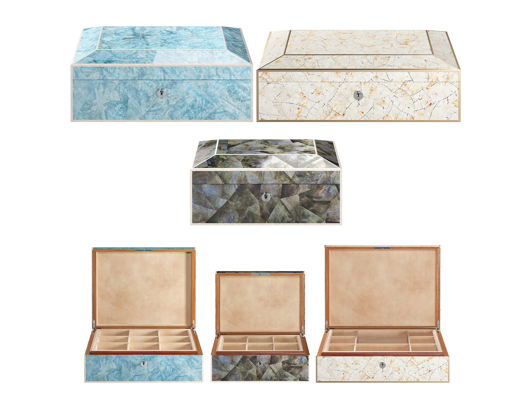 Decorative Jewellery Boxes 3D Model .c4d .max .obj .3ds .fbx .stl .blend
