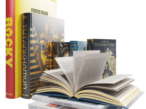 Books Collection Set 8 3D Model