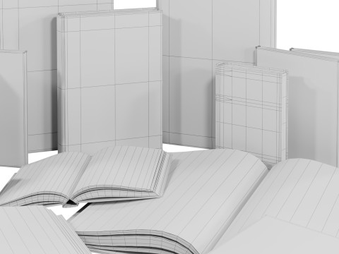 Books Collection Set 8 3D Model