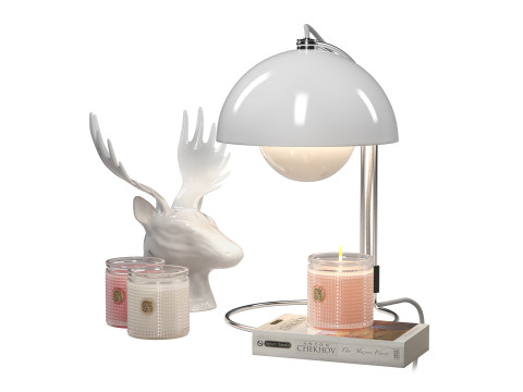Flower Pot lamp relaxing decoration set with candles Modello 3D
