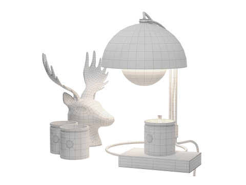 Flower Pot lamp relaxing decoration set with candles Modèle 3D