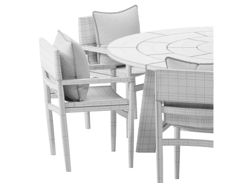 Tuğla Dış mekan yemek takımı 3D Model