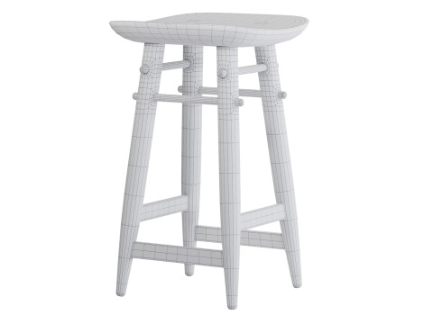Brazilian wood bar stool 3D 모델