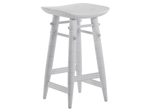 Brazilian wood bar stool 3D 모델