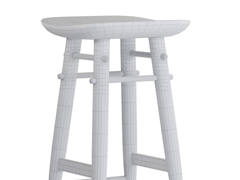 Brazilian wood bar stool 3D 모델