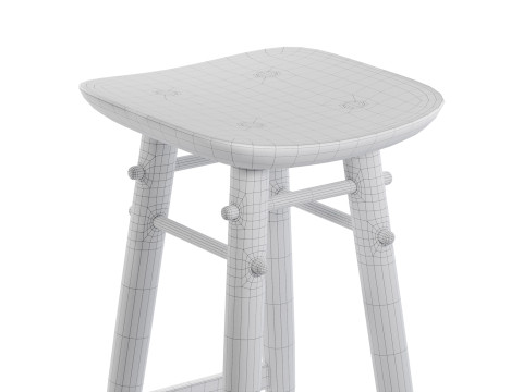 Brazilian wood bar stool 3D 모델