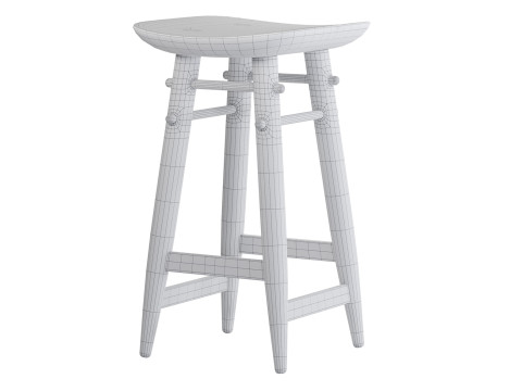 Brazilian wood bar stool 3D 모델